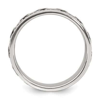 Sterling Silver Polished Beaded Antiqued Chain Link Band Size 11 Mens Ring
