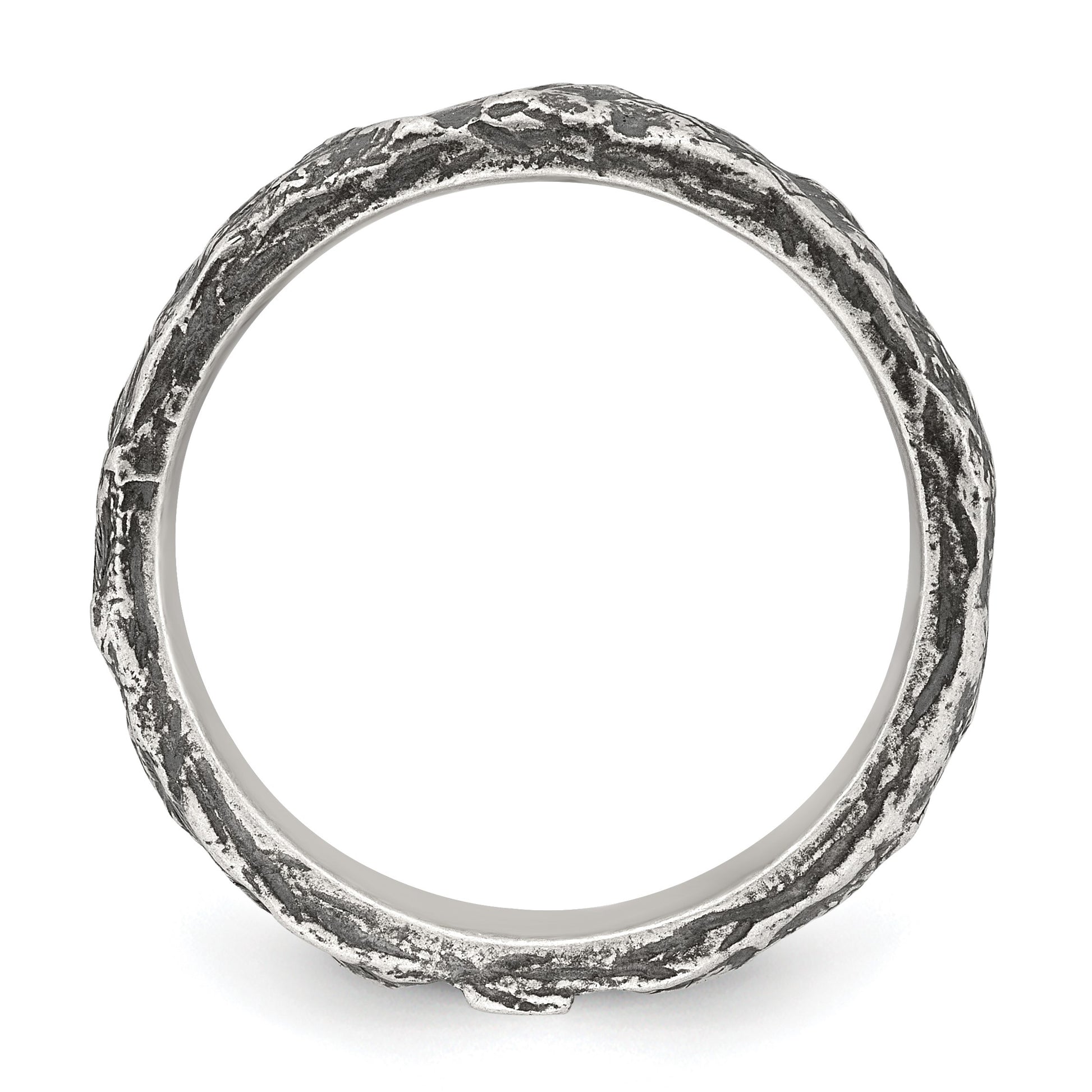 Sterling Silver Antiqued and Textured Nugget Mens Size 10 Band Ring