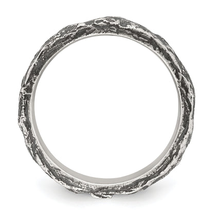 Sterling Silver Antiqued and Textured Nugget Mens Size 9 Band Ring