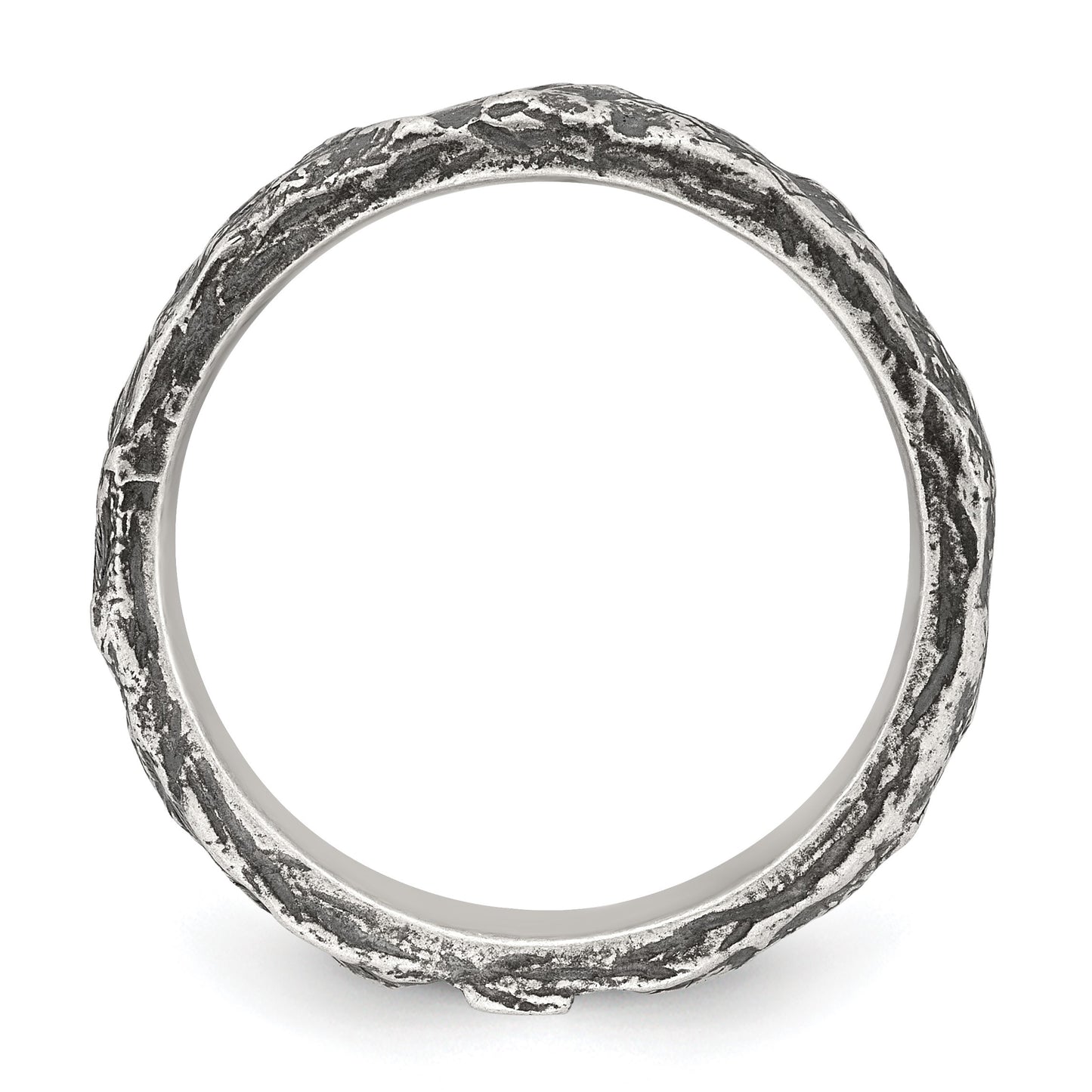 Sterling Silver Antiqued and Textured Nugget Mens Size 11 Band Ring
