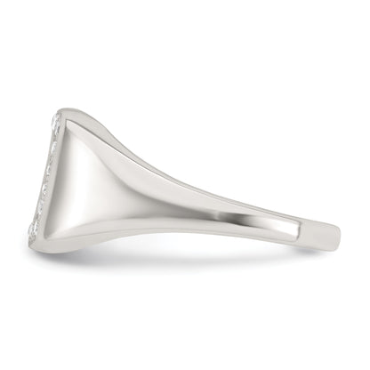 Sterling Silver Polished White CZ Square Border Size 10 Mens Signet Ring