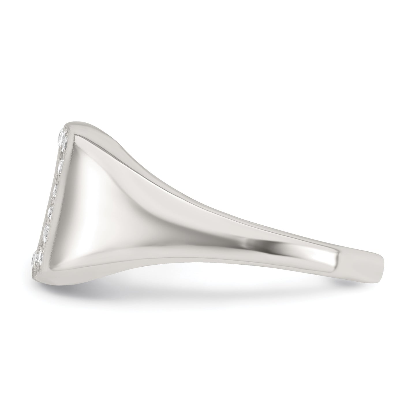 Sterling Silver Polished White CZ Square Border Size 9 Mens Signet Ring