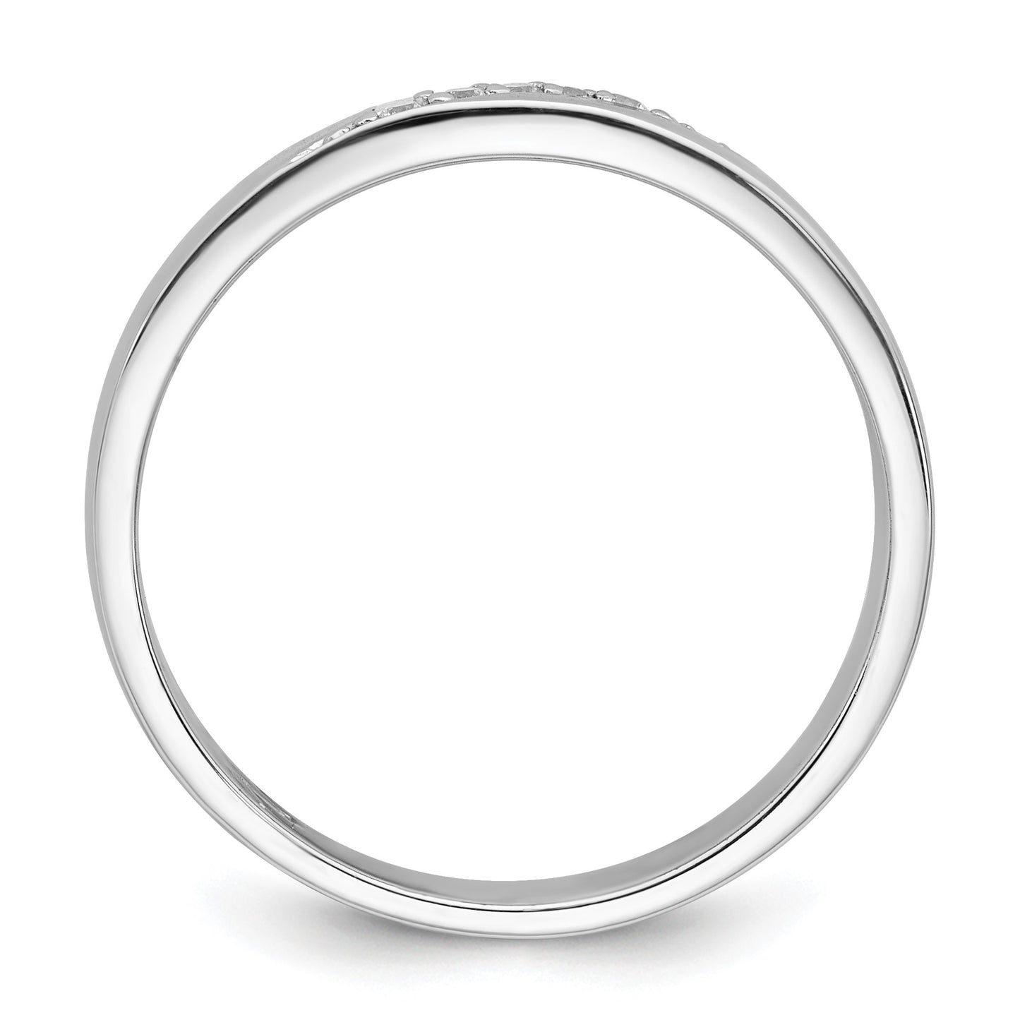 Sterling Silver Rhodium-plated Polished White CZ Mens Size 11 Band Ring