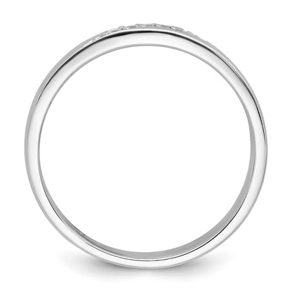 Sterling Silver Rhodium-plated Polished White CZ Mens Size 11 Band Ring