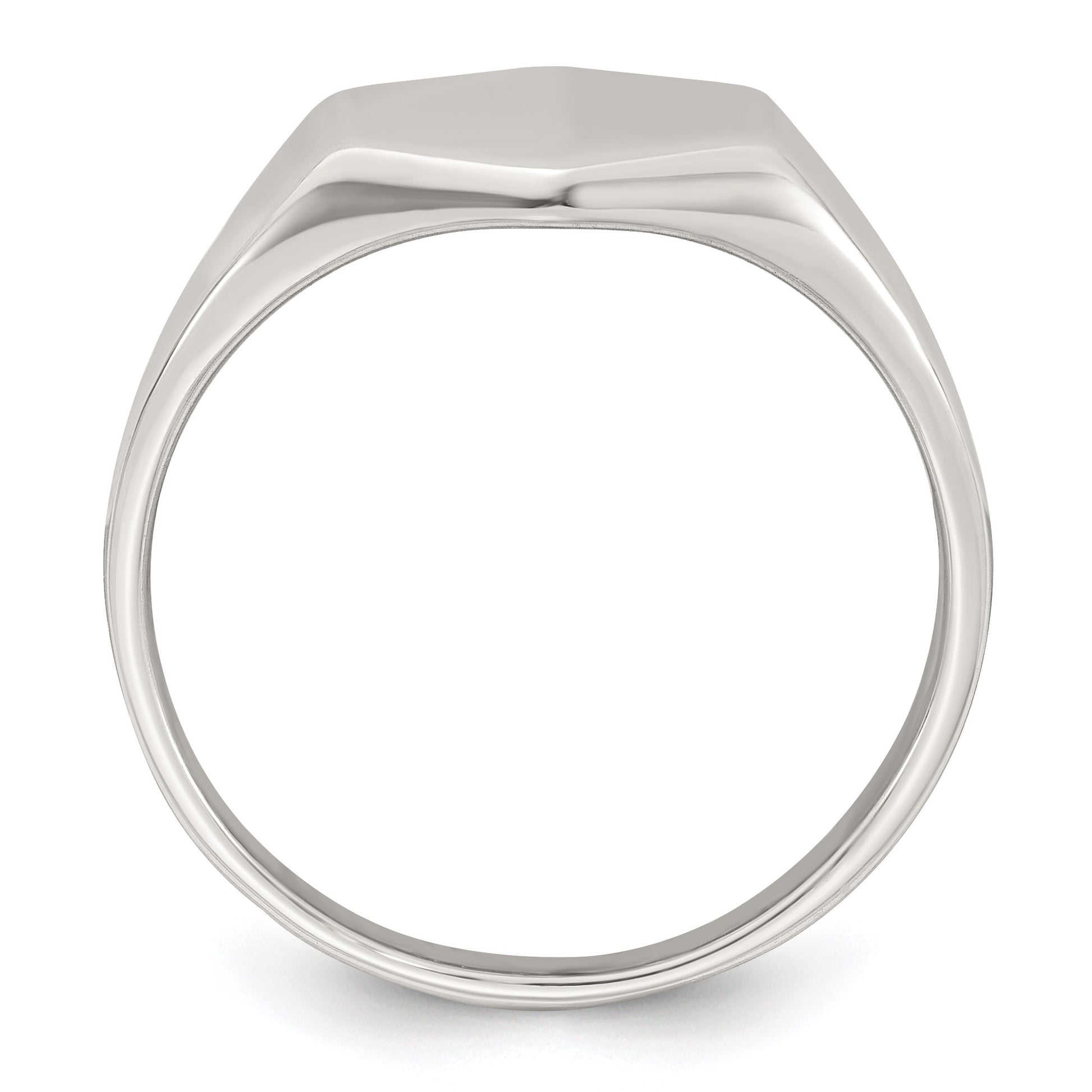 Sterling Silver Polished 12.2mm x 11.4mm Hexagon Closed Back Size 11 Mens Signet Ring