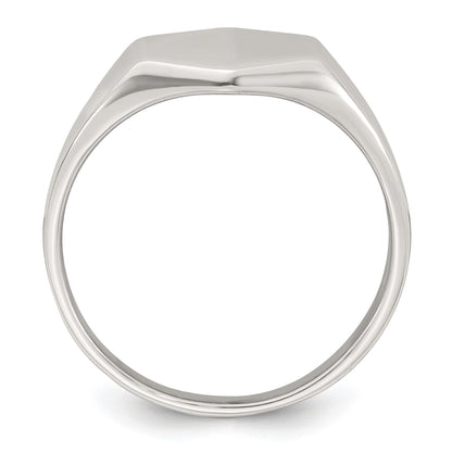 Sterling Silver Polished 12.2mm x 11.4mm Hexagon Closed Back Size 11 Mens Signet Ring