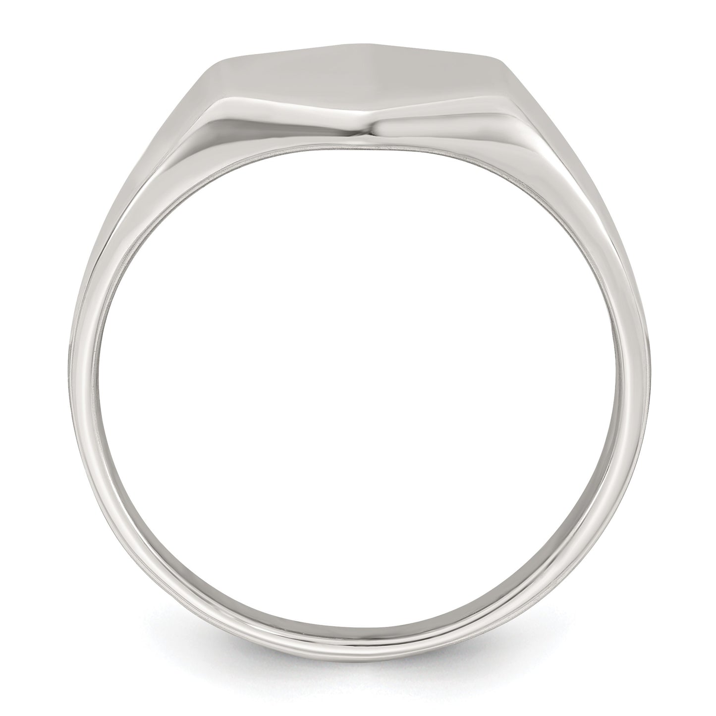 Sterling Silver Polished 12.2mm x 11.4mm Hexagon Closed Back Size 10 Mens Signet Ring