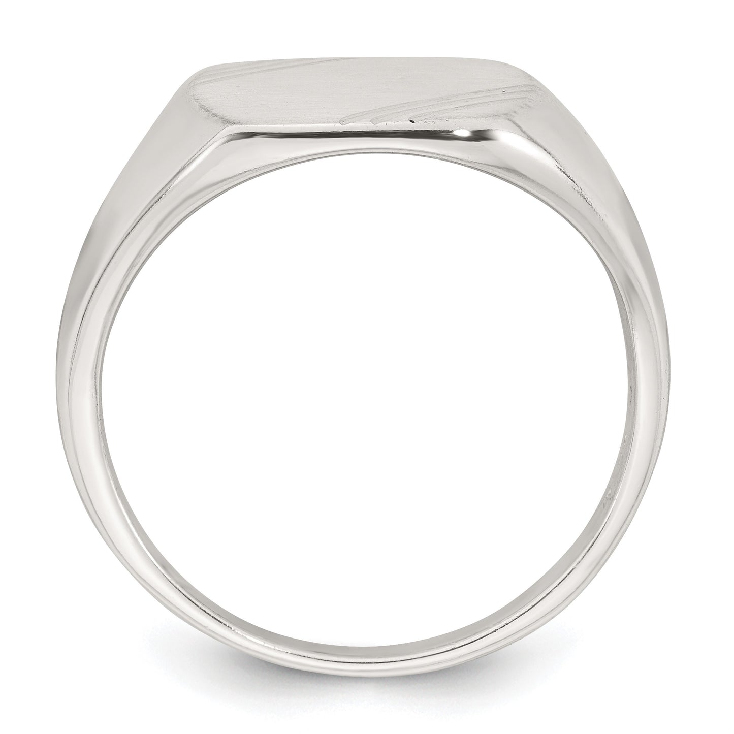Sterling Silver Polished Brushed and Grooved 15.3mm x 13.2mm Rectangle Closed Back Size 9 Mens Signet Ring
