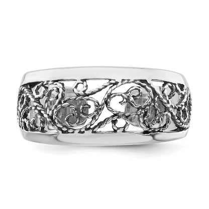 Sterling Silver Antiqued Floral Toe Ring