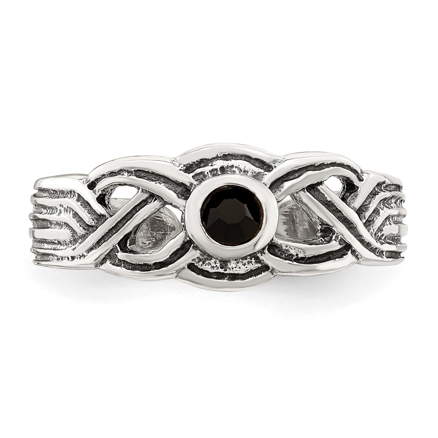 Sterling Silver Antiqued black CZ Toe Ring