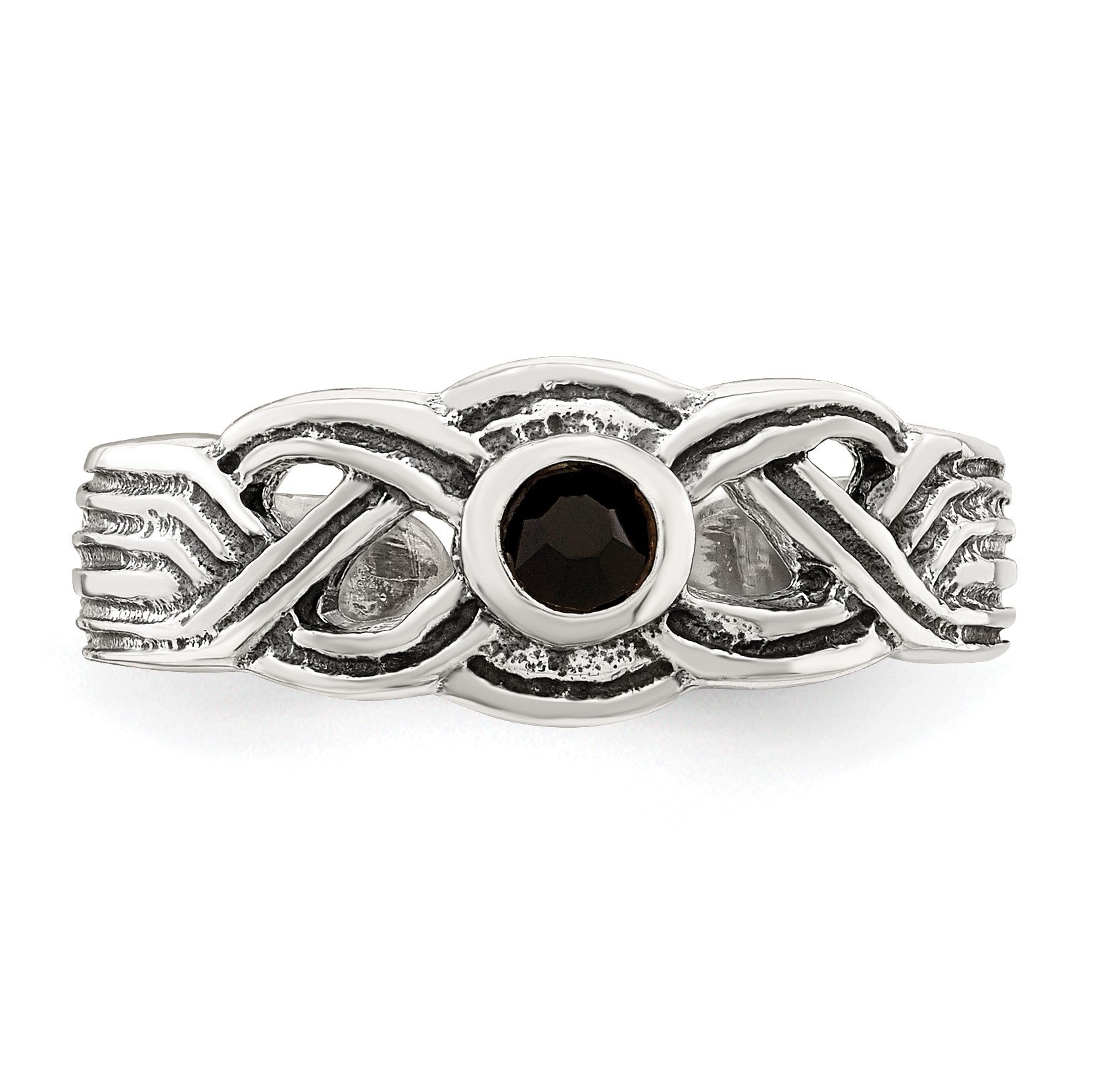 Sterling Silver Antiqued black CZ Toe Ring