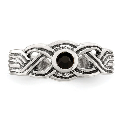 Sterling Silver Antiqued black CZ Toe Ring