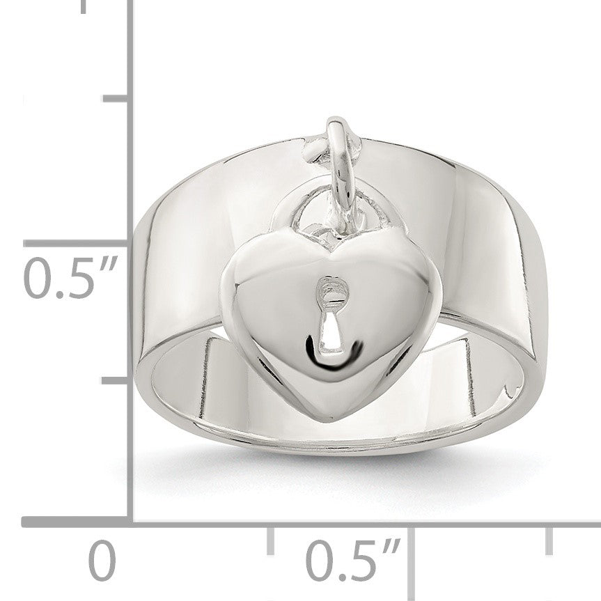 Sterling Silver Dangle Lock Ring