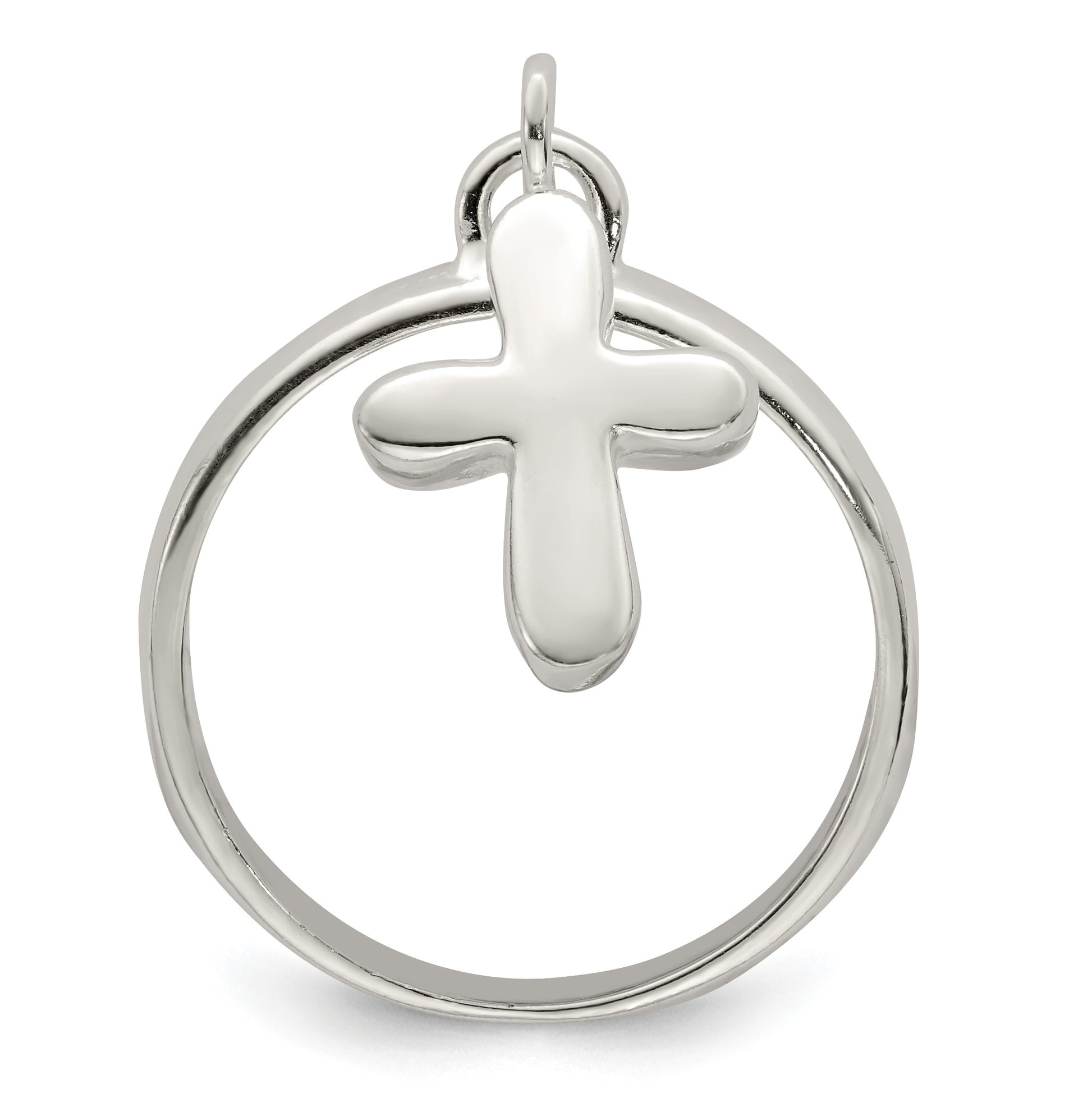 Sterling Silver Solid Cross Dangle Ring