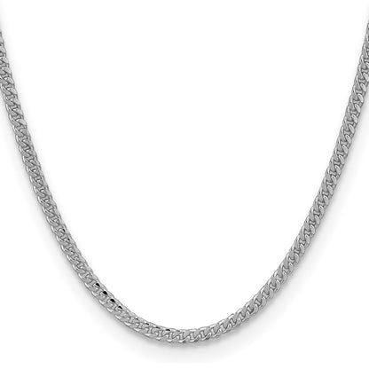 Sterling Silver Rhodium-plated 3.25mm Domed w/ Side D/C Curb Chain