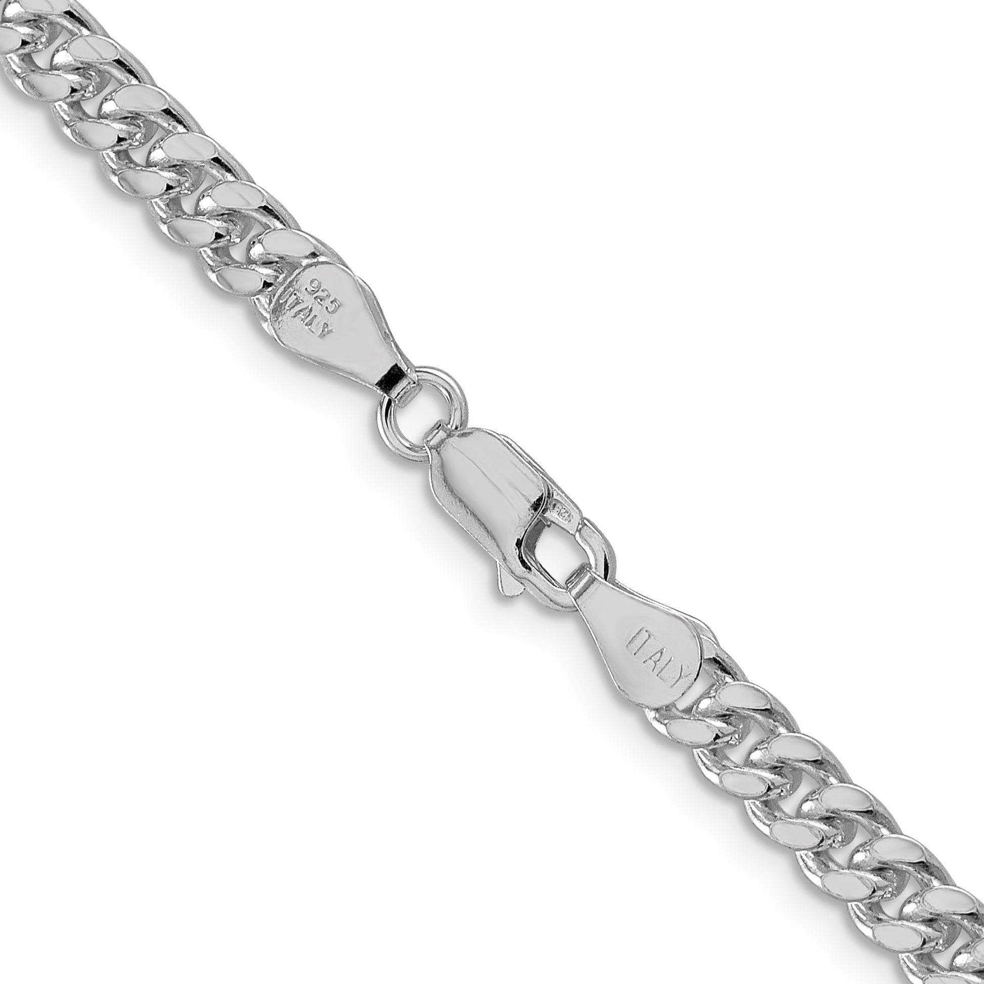 Sterling Silver Rhodium-plated 5mm Domed w/ Side D/C Curb Chain
