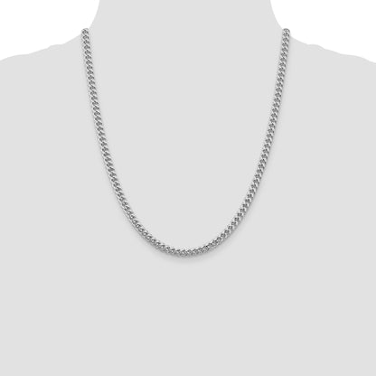 Sterling Silver Rhodium-plated 5mm Domed w/ Side D/C Curb Chain