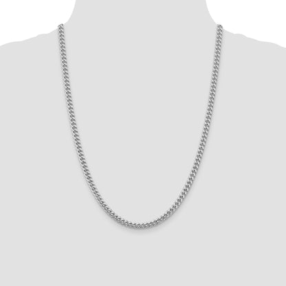 Sterling Silver Rhodium-plated 5mm Domed w/ Side D/C Curb Chain