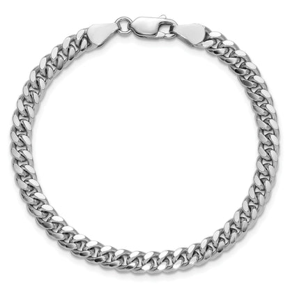 Sterling Silver Rhodium-plated 5mm Domed w/ Side D/C Curb Chain