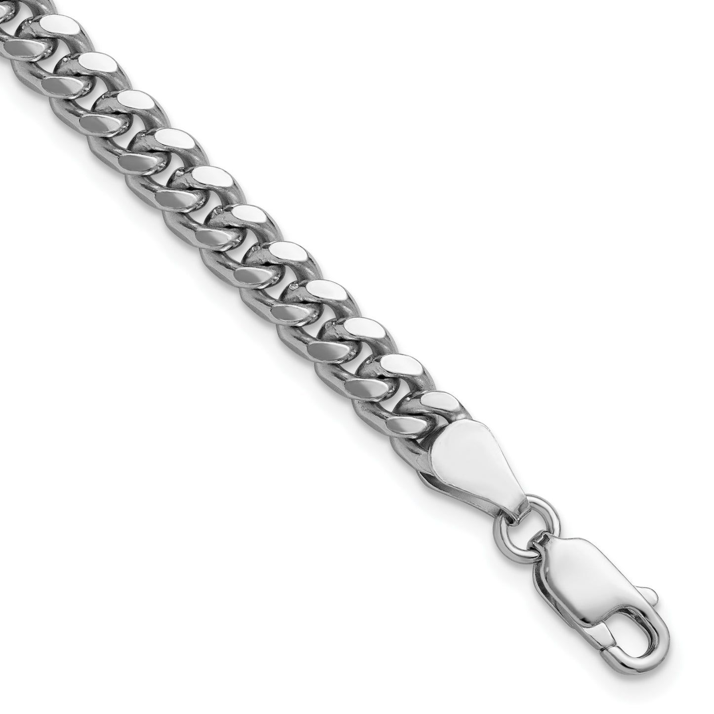 Sterling Silver Rhodium-plated 5mm Domed w/ Side D/C Curb Chain