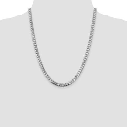 Sterling Silver Rhodium-plated 6mm Domed w/ Side D/C Curb Chain