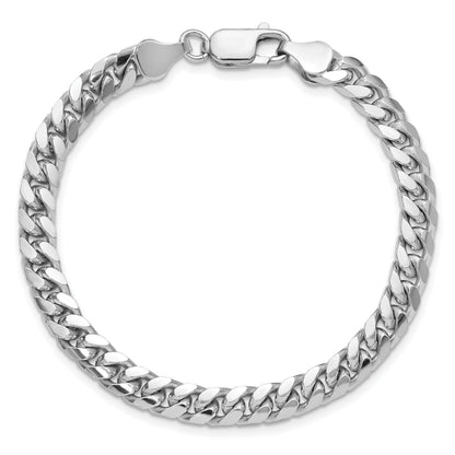 Sterling Silver Rhodium-plated 6mm Domed w/ Side D/C Curb Chain