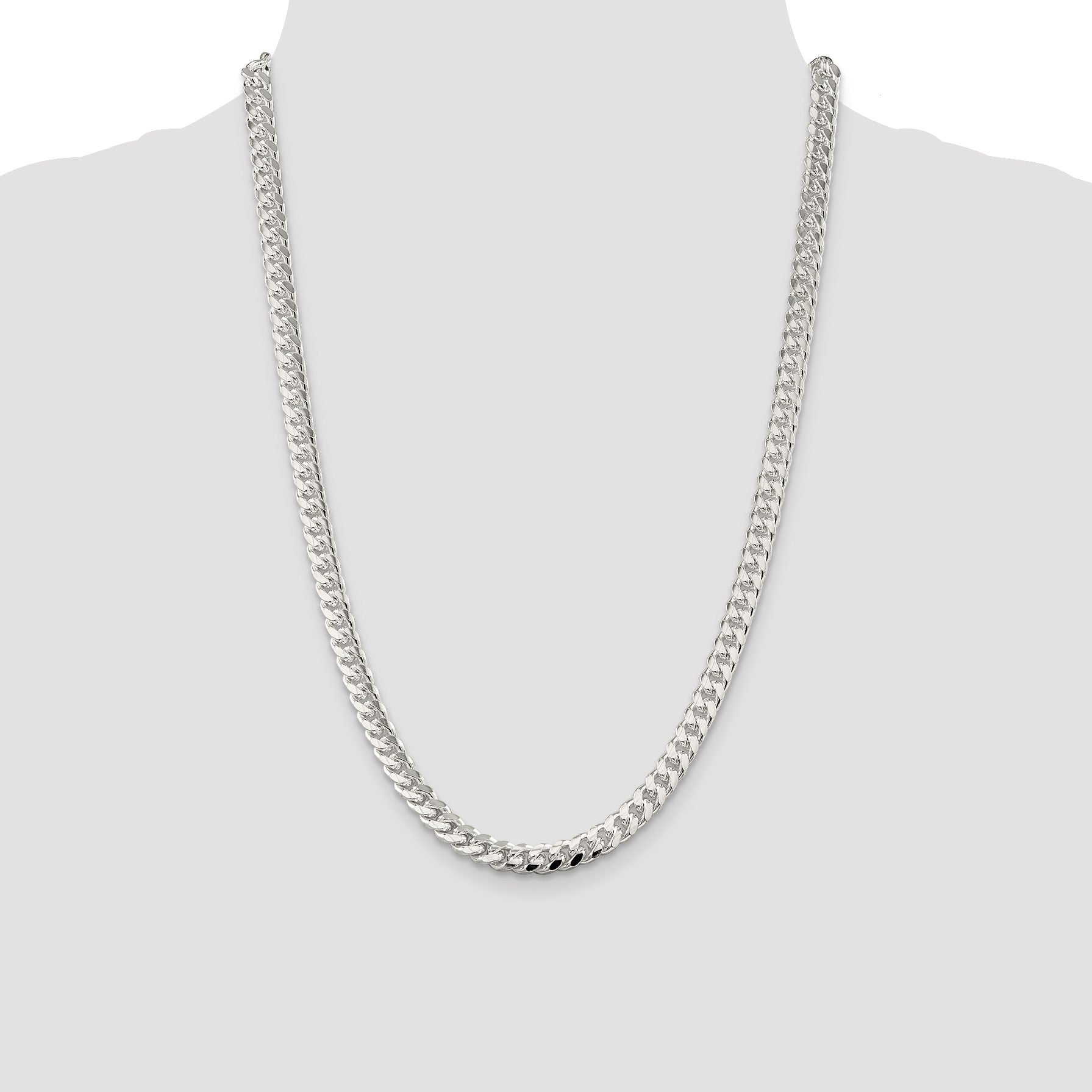 Sterling Silver 7mm Domed w/ Side D/C Curb Chain