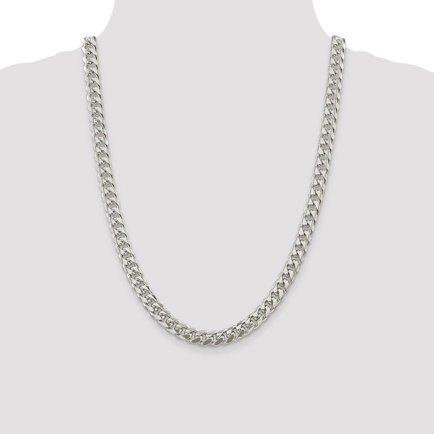 Sterling Silver 8.5mm Domed w/ Side D/C Curb Chain