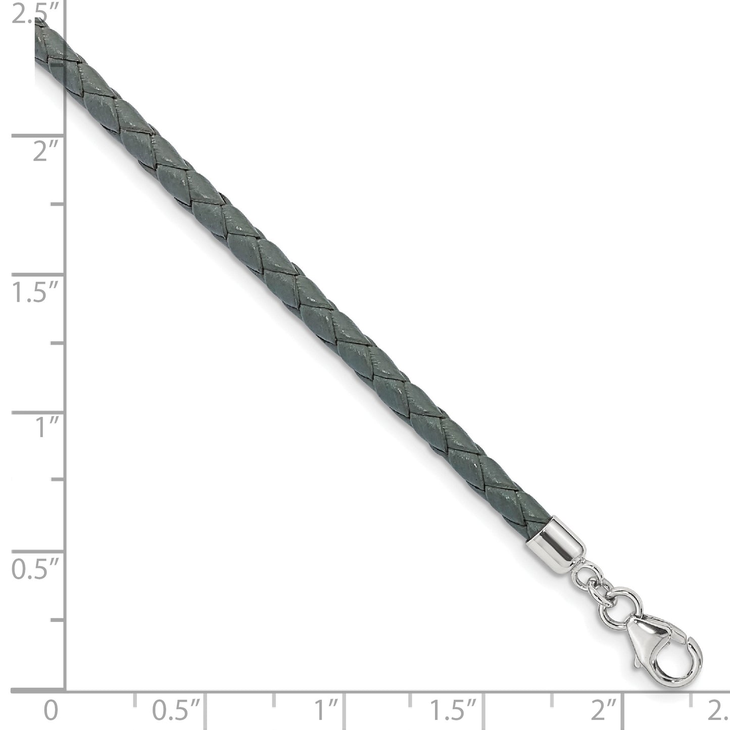 Sterling Silver Reflections Gray Leather Rhodium-plated 14 inch with a 2 inch extention Choker/Wrap Bracelet