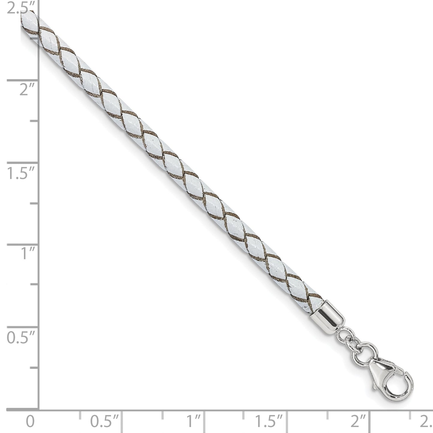 Sterling Silver Reflections White Leather Rhodium-plated 14 inch with a 2 inch extention Choker/Wrap Bracelet