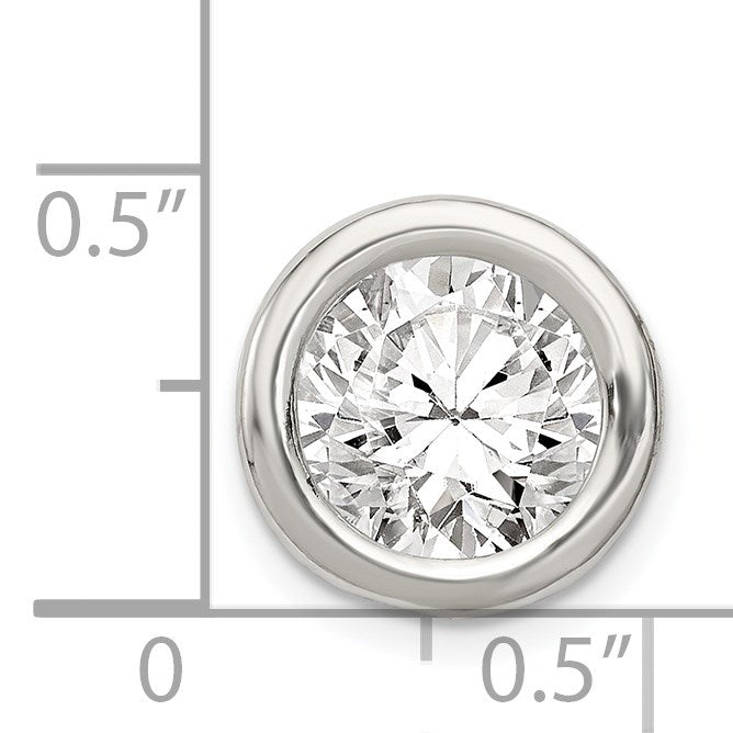 Sterling Silver Round CZ Chain Slide