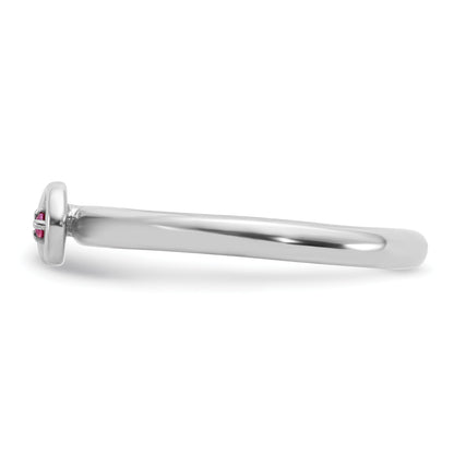 Sterling Silver Stackable Expressions Rh-plated Cr.Ruby Infinity/Wing Ring