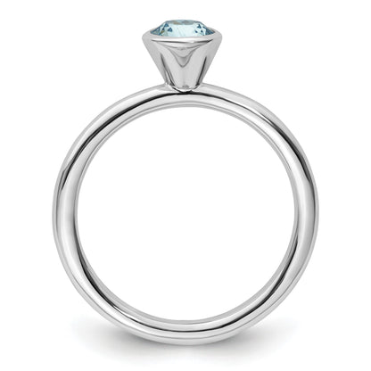 Sterling Silver Stackable Expressions High 5mm March Crystal Ring