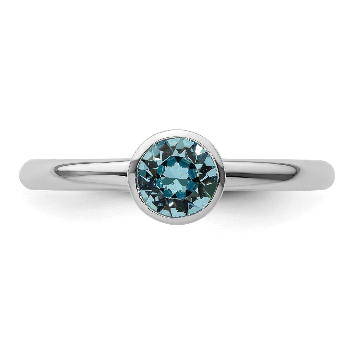 Sterling Silver Stackable Expressions High 5mm March Crystal Ring