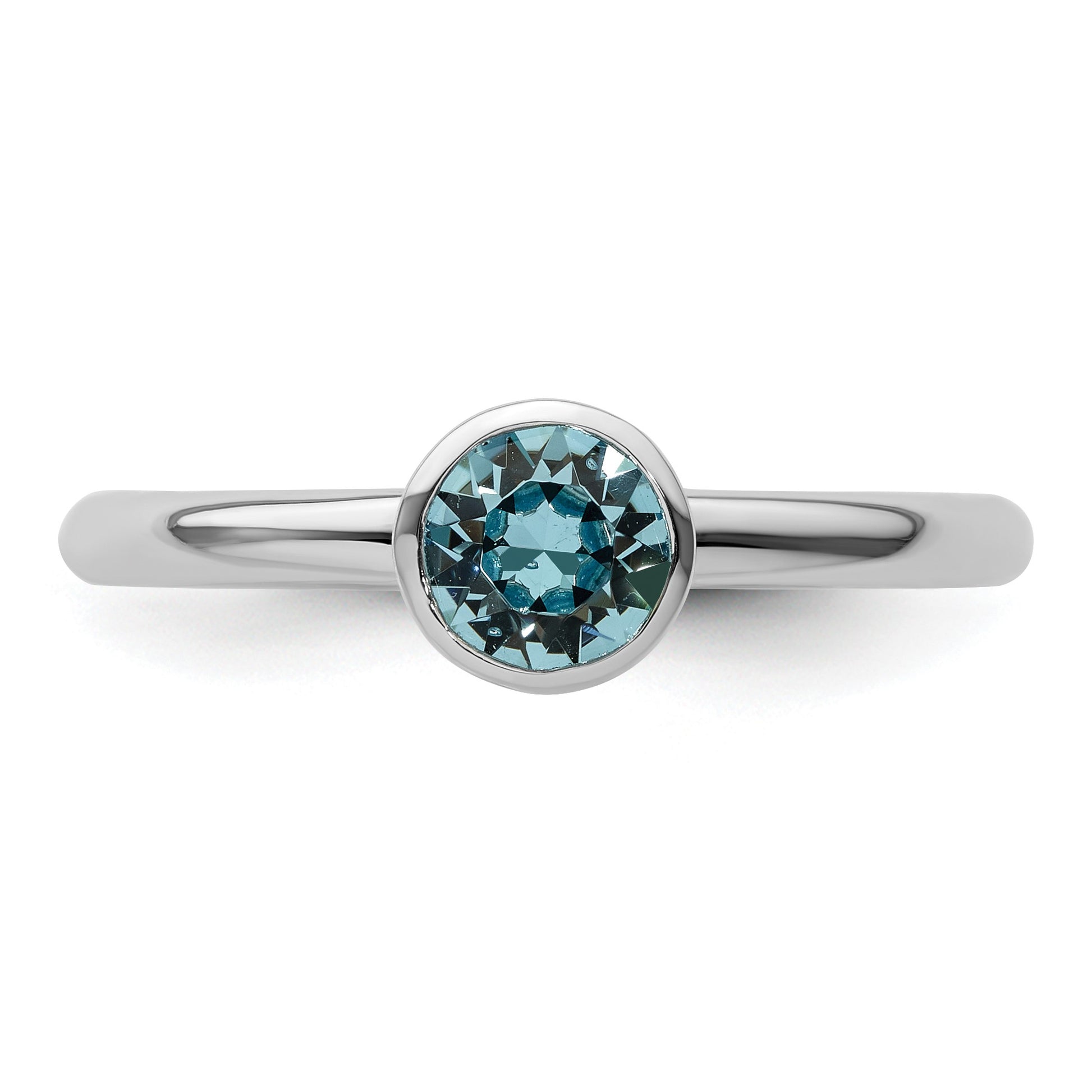 Sterling Silver Stackable Expressions High 5mm March Crystal Ring