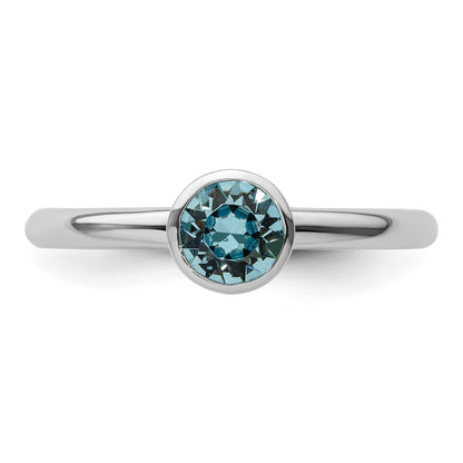 Sterling Silver Stackable Expressions High 5mm March Crystal Ring