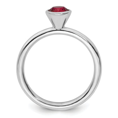 Sterling Silver Stackable Expressions High 5mm July Crystal Ring