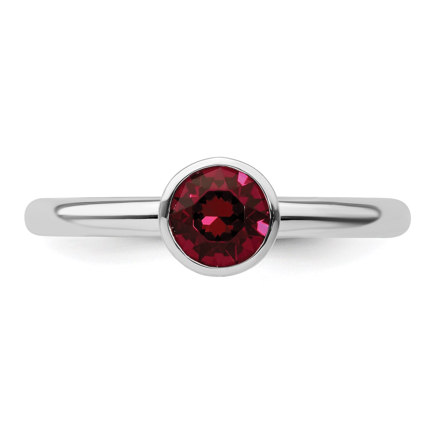 Sterling Silver Stackable Expressions High 5mm July Crystal Ring