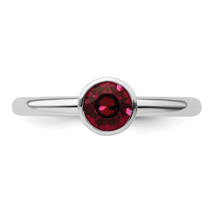 Sterling Silver Stackable Expressions High 5mm July Crystal Ring