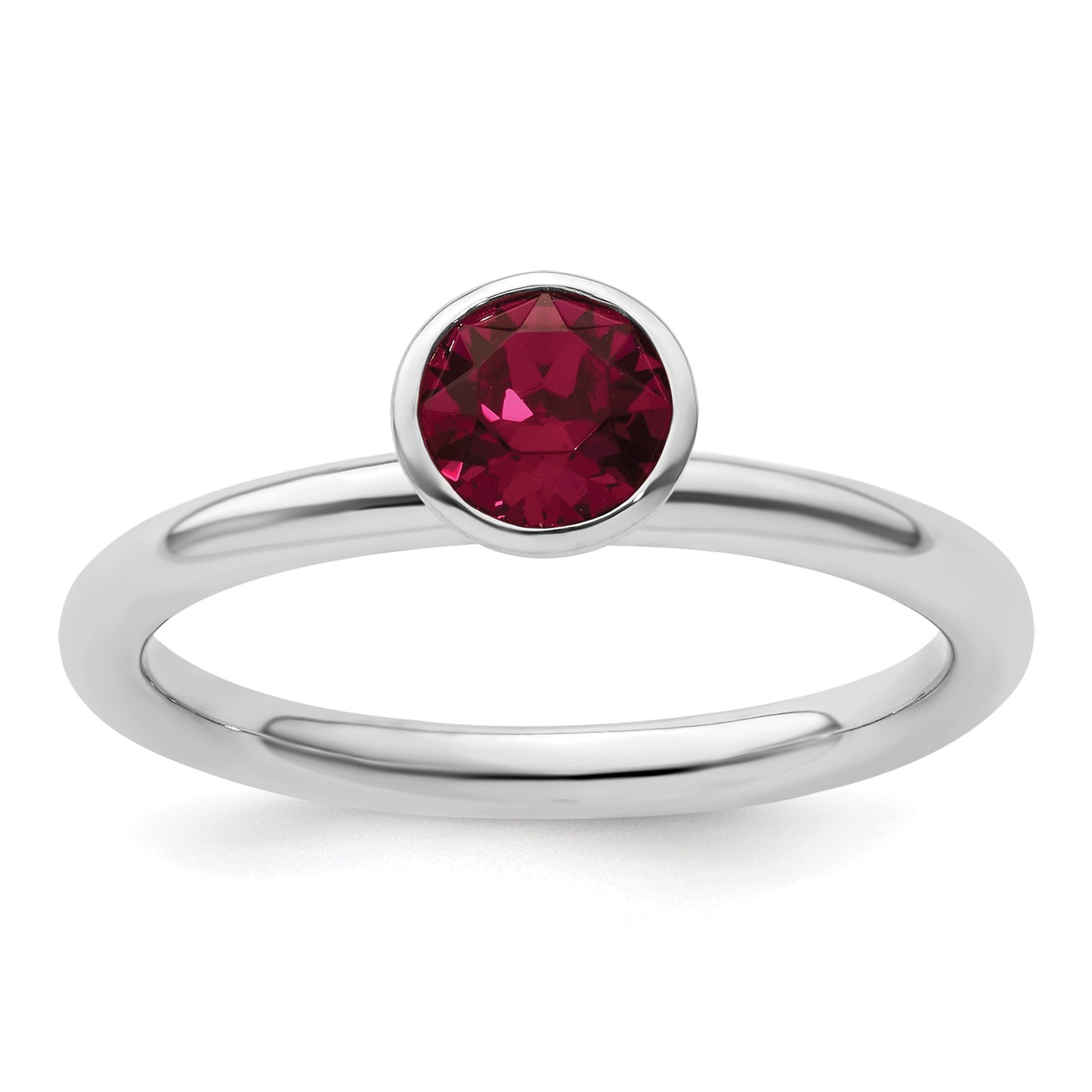 Sterling Silver Stackable Expressions High 5mm July Crystal Ring