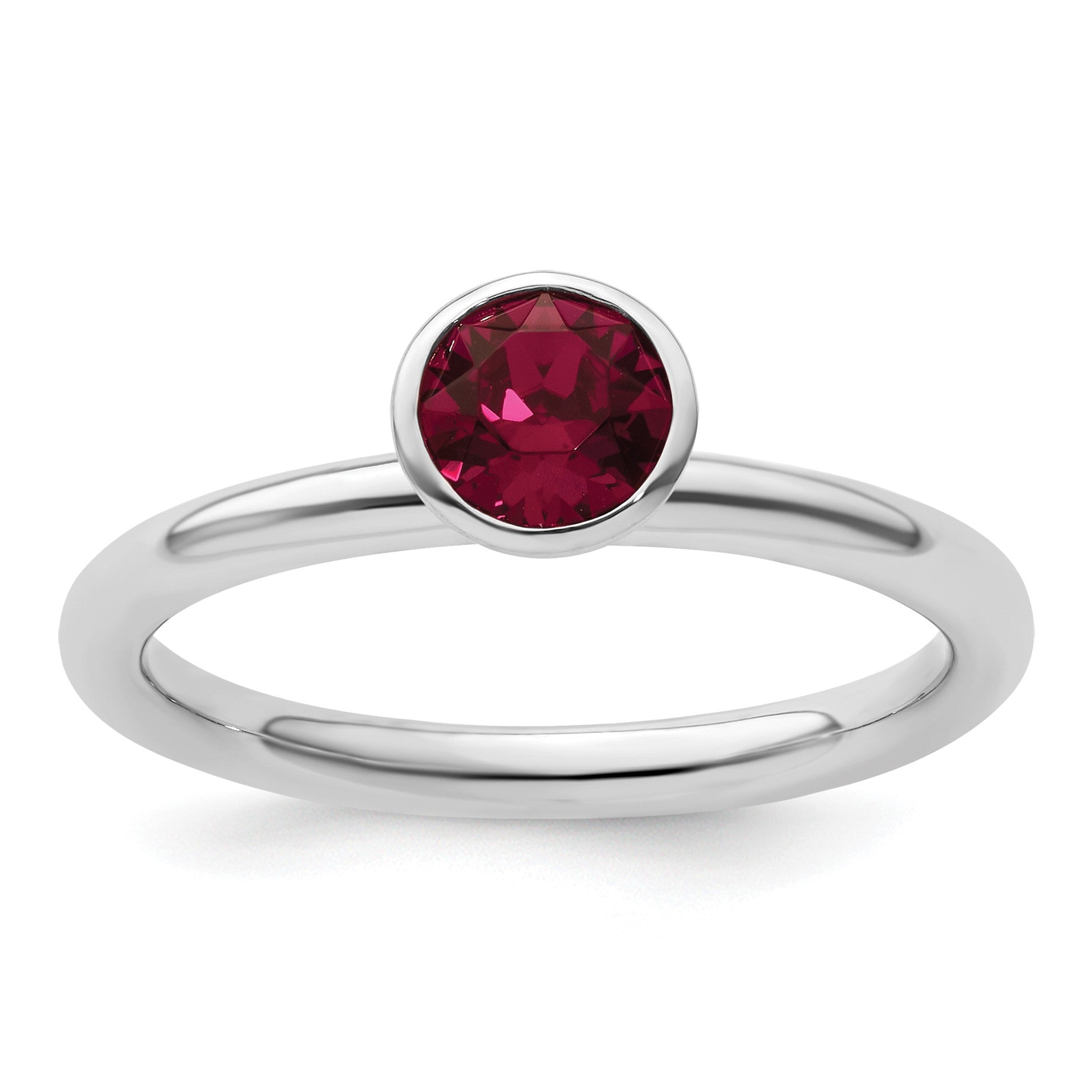 Sterling Silver Stackable Expressions High 5mm July Crystal Ring
