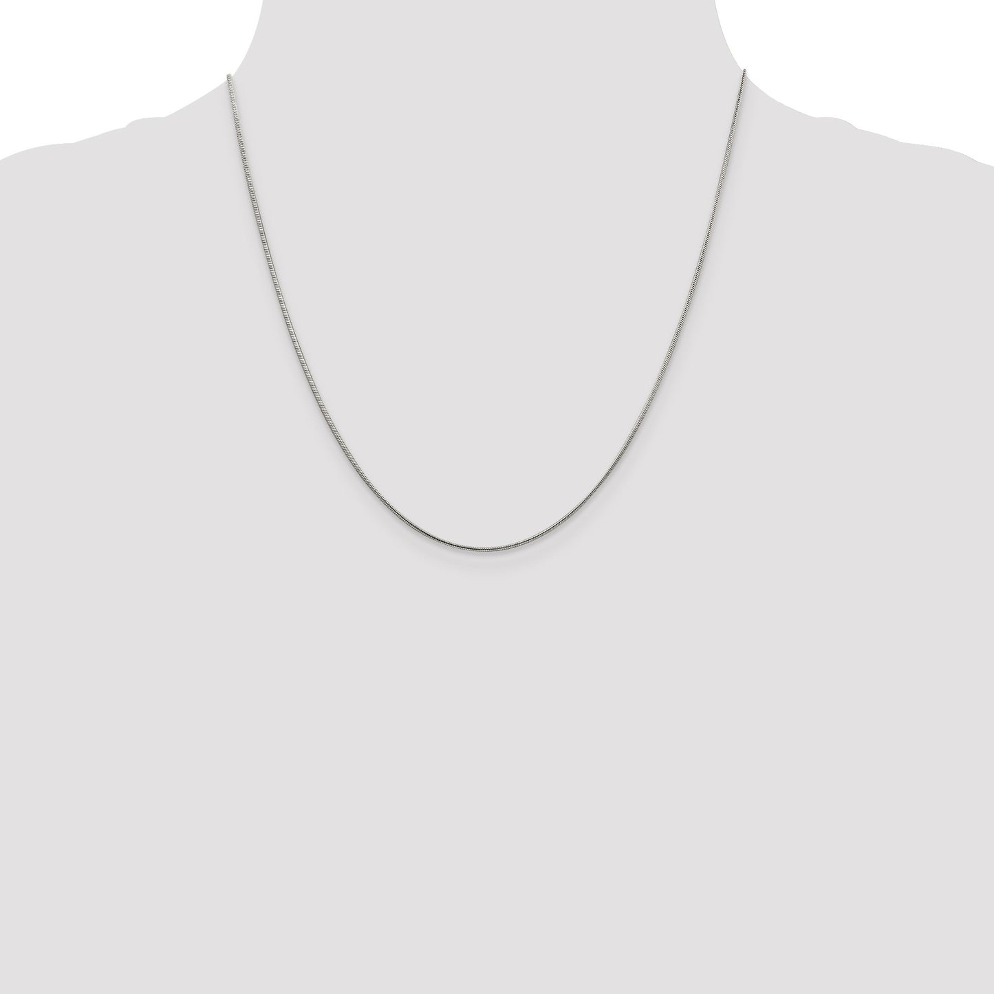 Sterling Silver Rhodium-plated 1mm Round Snake Chain