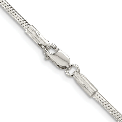 Sterling Silver Rhodium-plated 2mm Snake Chain