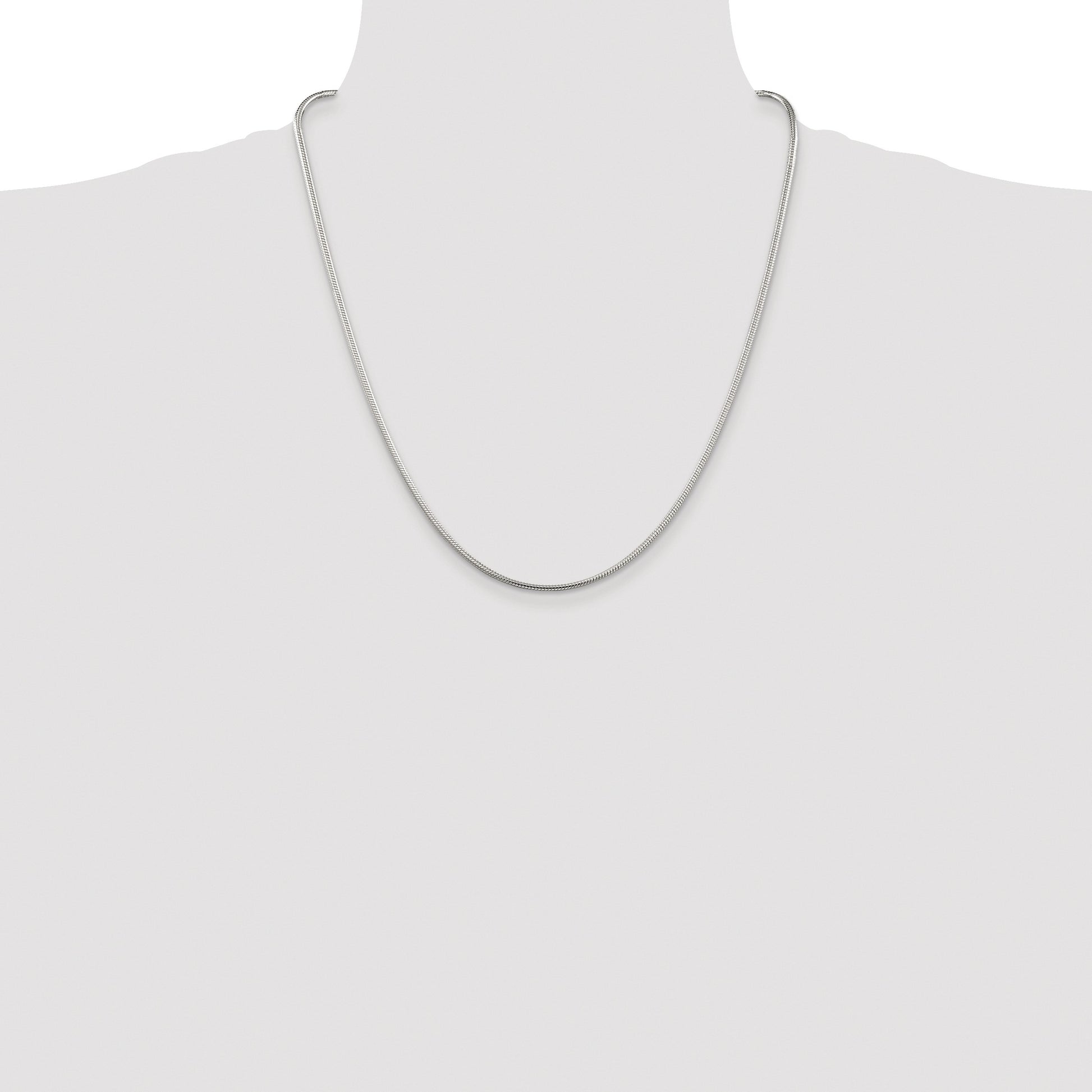 Sterling Silver Rhodium-plated 2mm Snake Chain