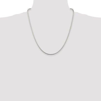 Sterling Silver Rhodium-plated 2mm Snake Chain