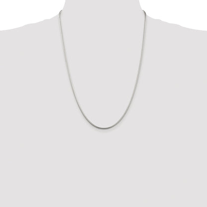 Sterling Silver Rhodium-plated 2mm Snake Chain