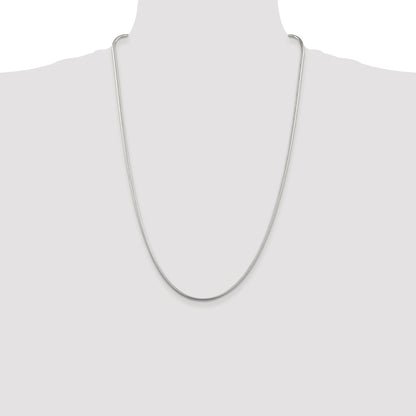 Sterling Silver Rhodium-plated 2mm Snake Chain