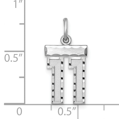 Sterling Silver Rhodium-plated Diamond-cut #11 Charm