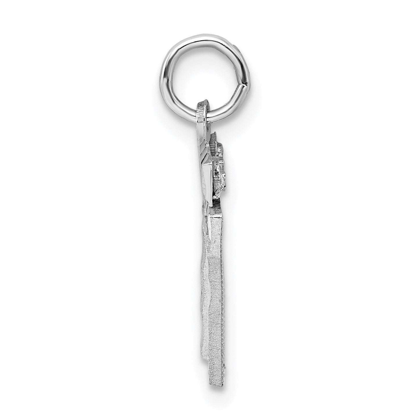 Sterling Silver Rhodium-plated Diamond-cut #17 Charm