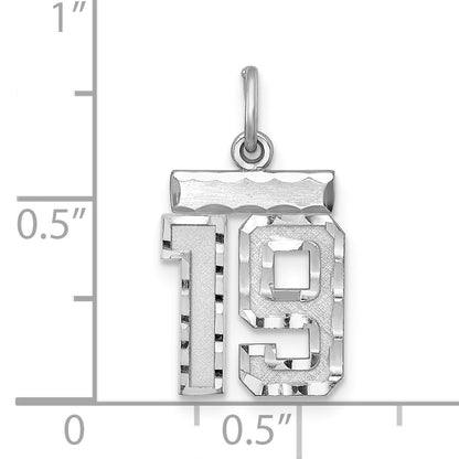 Sterling Silver Rhodium-plated Diamond-cut #19 Charm